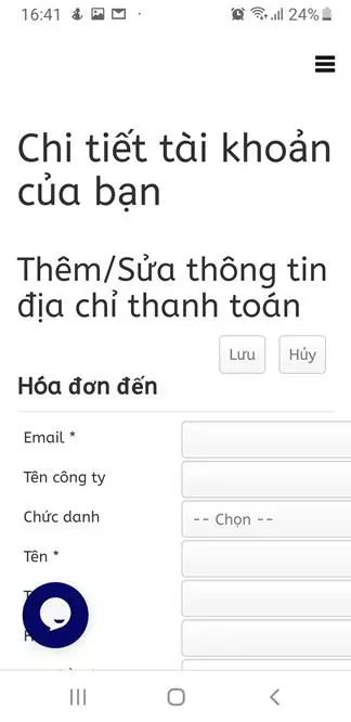 Điền thông tin thanh toán 