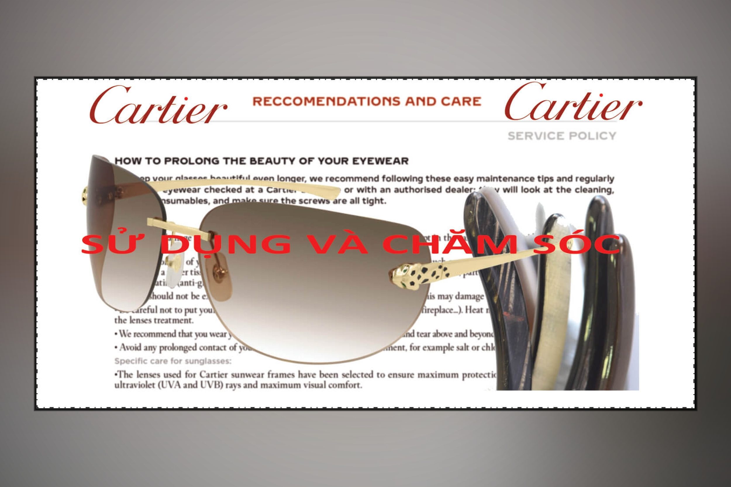 HƯỚNG DẪN SỬ DỤNG VÀ CHĂM SÓC KÍNH CARTIER